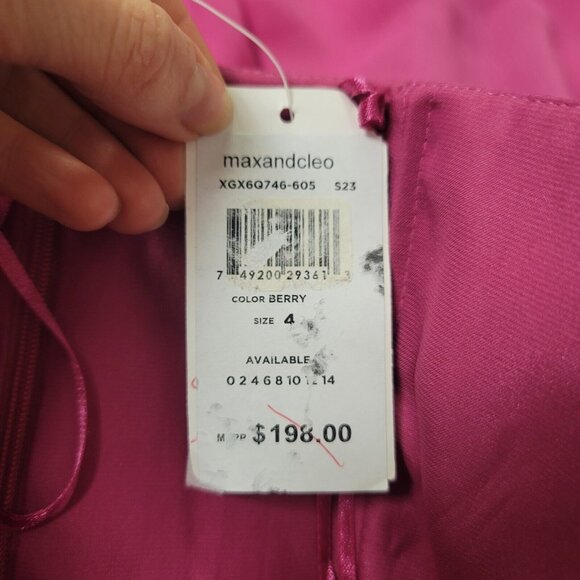 Max and Cleo Womens Strapless Formal A Line Sheer Maxi Dress Size 4 Pink NWT - Picture 8 of 15